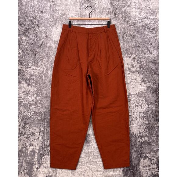 Uniqlo x Comptoir Des Cotonniers Pants Large Womens Orange Linen Lantern Trouser - Picture 1 of 7